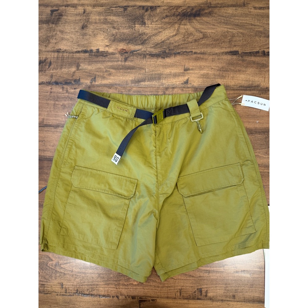 PacSun RCOS Outdoor Supply Mens Olive Green Cargo Shorts NWT Size 34 Belted